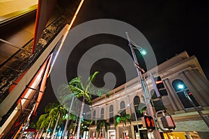 Rodeo drive in Beverly Hills by night