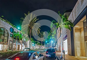 Rodeo Drive in Beverly Hills by night