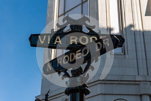 Rodeo Drive Sign in Hollywood, Los Angeles, California.