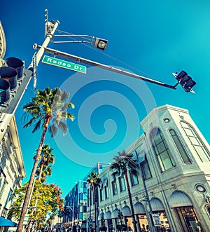 Rodeo Drive sign under a clear sky