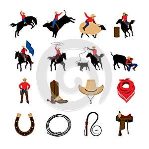 Rodeo Flat Color Icons