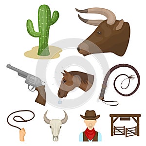 Rodeo icon in set collection on cartoon