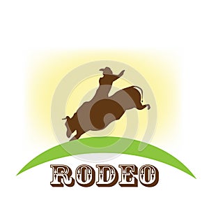 Rodeo show, bull riding, vector symbol