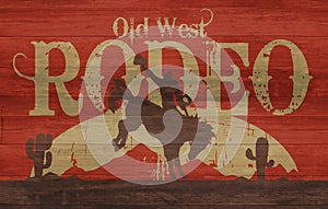 Rodeo Sign Old West Wood Banner Ad