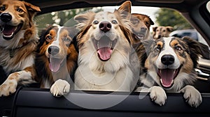 rodtrip dogs in a car
