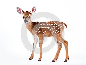 Ai Generated illustration Wildlife Concept of Roe Deer Fawn in front of a white background