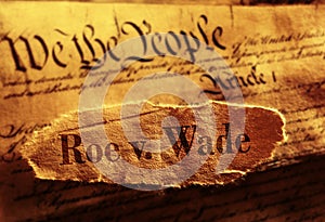 Roe V Wade newspaper headline on the United States Constitution photo