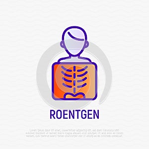 Roentgen thin line icon. X-ray examination. Medical research. Modern vector illustration