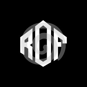 ROF letter logo design with polygon shape. ROF polygon and cube shape logo design. ROF hexagon vector logo template white and