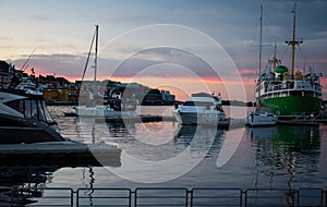 Rogaland Norway Cruise Ship docked in Stavanger City Sentrum during sunset