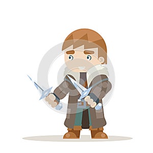 Rogue outlaw assassin thief burglar fantasy medieval action RPG game character layered animation ready character vector photo