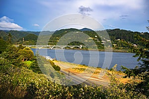 The Rogue River Bridge in Gold Beach, Oregon, USA