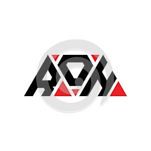 ROH triangle letter logo design with triangle shape. ROH triangle logo design monogram. ROH triangle vector logo template with red