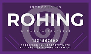 Rohing font. Elegant alphabet letters font set.