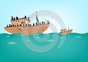 Rohingya Refugees on Boat concept