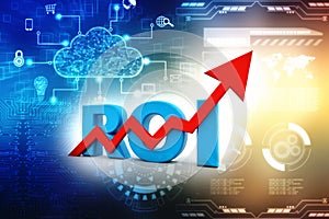 ROI concept. Return on investment. 3d render