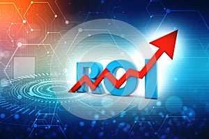 ROI concept. Return on investment. 3d render photo