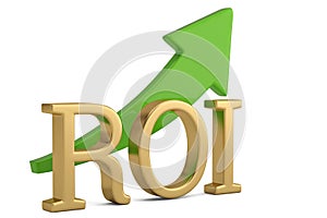 ROI and green arrow isolated on white background 3D illustration