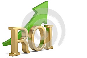 ROI and green arrow isolated on white background 3D illustration
