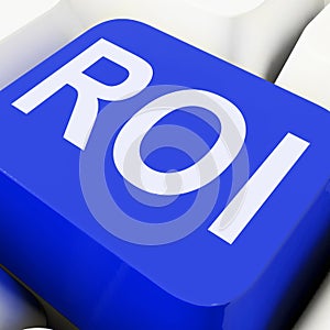 Roi Key Shows Return On Investment Or Finance