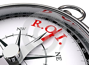 Roi red word on concept compass