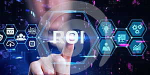 ROI Return on investment financial growth concept. Business, Technology, Internet and network concept