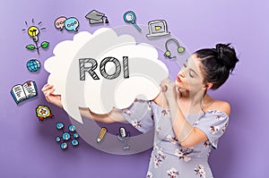 ROI with woman holding a speech bubble