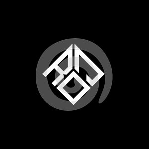 ROJ letter logo design on black background. ROJ creative initials letter logo concept. ROJ letter design photo