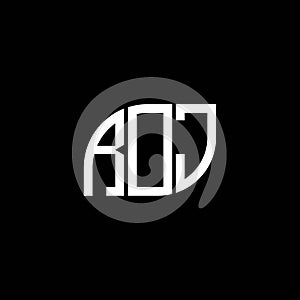 ROJ letter logo design on black background. ROJ creative initials letter logo concept. ROJ letter design photo
