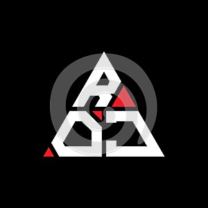 ROJ triangle letter logo design with triangle shape. ROJ triangle logo design monogram. ROJ triangle vector logo template with red