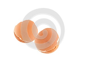 Roken egg isolated on white