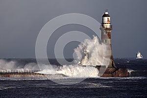 Roker Lighthouse and pier photo