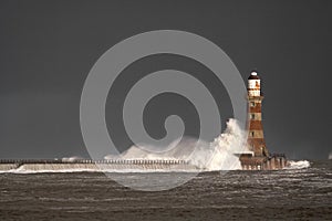 Roker Lighthouse and pier photo