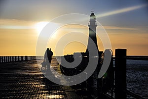 Roker Pier and Fisherman