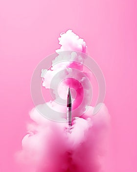 roket and pink smok, minimalism