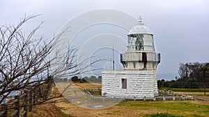 Rokkosaki Lighthouse overlooking the cliff at Noto Peninsula, Japan