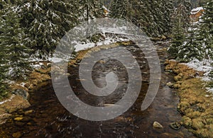 Roklansky creek near Modrava village in national park Sumava