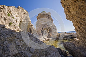 Roks on the Grande Blue Stegna beach Secret beach, Rhodes