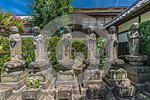 Rokujizo (Six Bodhisattvas) statues statues at Junen-ji Temple Gardens. Nagano City, Japan
