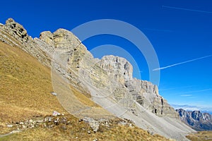 Roky cliff mountain pass of Dolomites