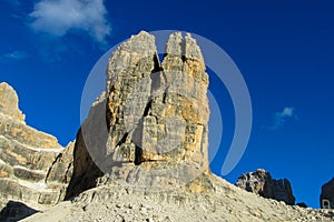 Roky cliff mountain tower, Dolomites