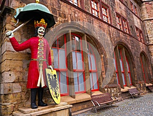 Roland figure in Stadt Nordhausen Rathaus Germany