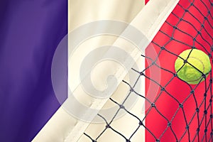 Roland Garros tennis concept with flag