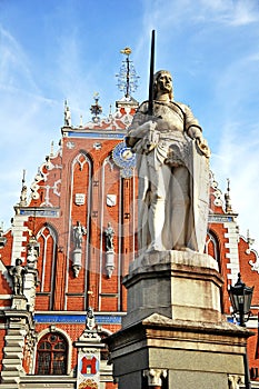 Roland statue on the town hall square in Riga