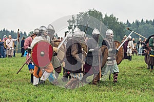 Role play - the reenactment of the battle of the ancient Slavs in the fifth festival of historical clubs in Zhukovsky district of