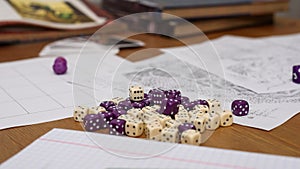 Role playing game set up on table isolated on black background