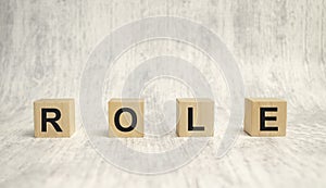 role word on wooden block and white background