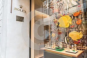 Rolex shop in an exclusive area of Milan, street Montenapoleone Italy