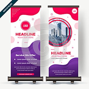 Roll Banner Up Flat Style Colorful Design