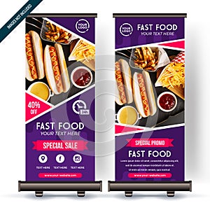 Roll Banner Up Flat Style Colorful Design